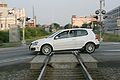 2008-07-23 VW Golf crossing railroad in Durham.jpg