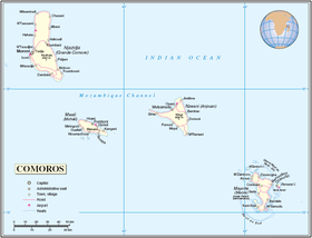 Carte des Comores.